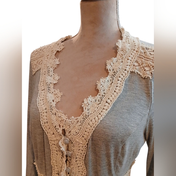 Ryu Layering Crochet Dress Cardigan Peasant Romantic L Cottagecore - Picture 4 of 13